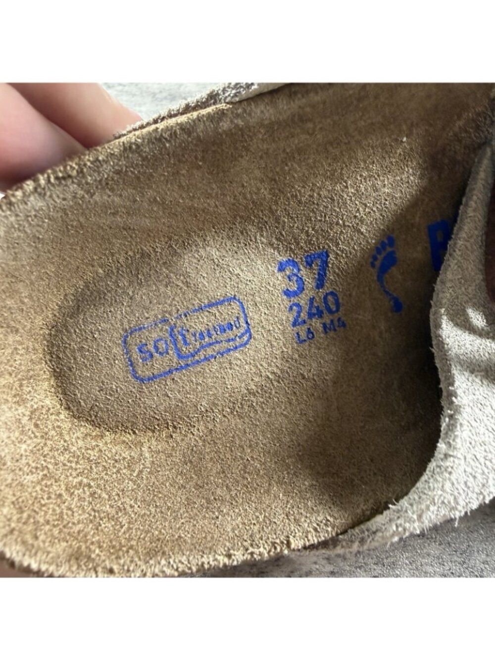Womens Birkenstock Arizona Soft Footbed gray Suede Slides Sandals Sz EU 37 US 6 - Picture 10 of 10